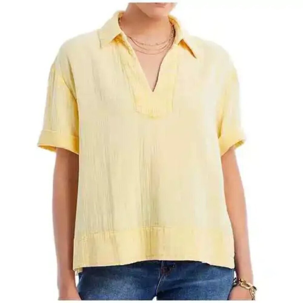 Faherty Wren Dream‎ Yellow Organic Cotton Popover Top